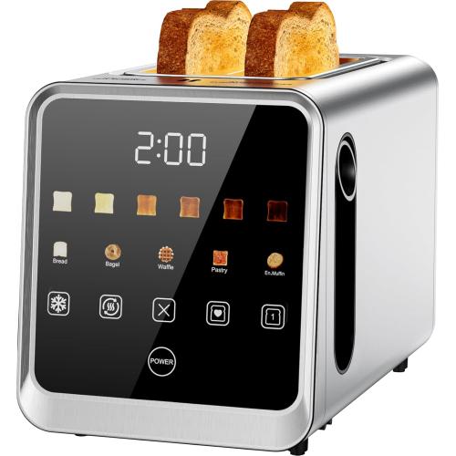 Toaster 2 Slice with Smart Digital Touchscreen & 1-Touch Memory | Stainless Steel 1.5 Extra-Wide Slots for Bagels & Artisan Bread | 900W for Fast, Even Toasting | Defrost, Reheat, Single-Slice Mode