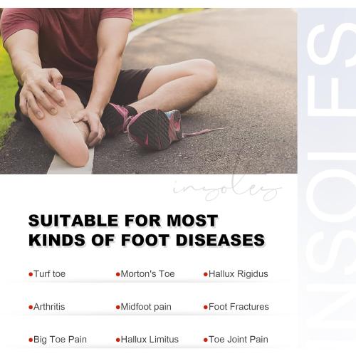 Carbon Fiber Insoles, Carbon Fiber Foot Plate 1 Pair Rigid Shoe Insert Support Turf Toe, Foot Fractures, Morton Extension, Hallux Rigidus and Limitus - Alternative to Post Op Shoe