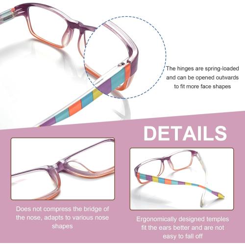7 Pack Blue Light Blocking Reading Glasses Unbreakable Comfort Spring Hinge with Fashion Print Eyeglasses for Women