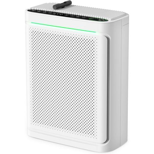 Air Purifiers For Home With Air Quality Display Cover Area Up to 2152 Sq.Ft Equipped with True H13 HEPA Washable Filter Air Cleaner with Fragrance Sponge for Bedroom Dorm Room, DH-JHD08(White)