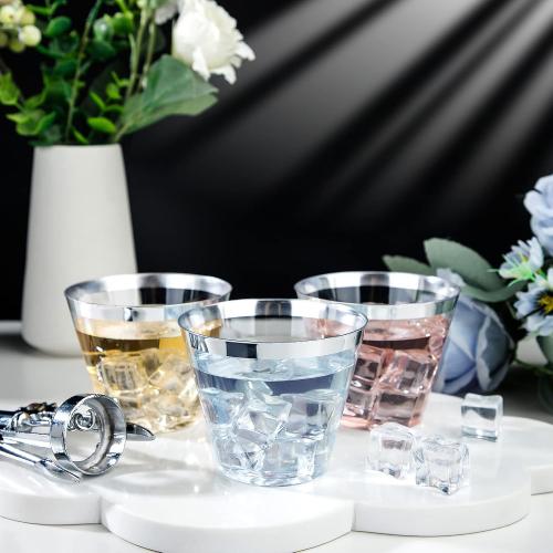 Silver Plastic Cups, Disposable Clear Plastic Cups