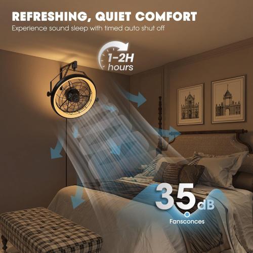 Wall Mounted Fan with Lights, 23” Wall Mount Fan with Remote, 6 Speeds Plug in Wall Fan, Reversible, 3CCT, Dimmable, Noiseless, 360°Adjustable Tilt for Workshop, Patio, Home ‼️could be missing or broken pieces ‼️