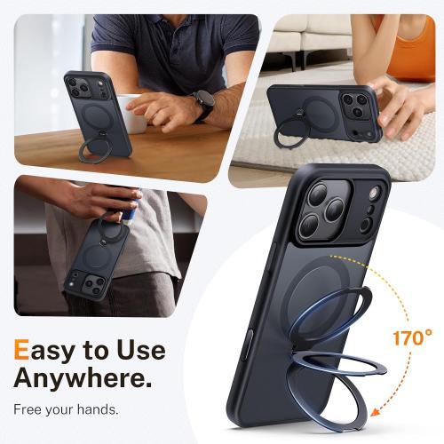 for iPhone 17 Pro Case: with 360° Spin Magnetic Stand, Camera Control Button, Fit for MagSafe, Military Drop Protection, Protective Slim Phone Cover for 17Pro with Ring Kickstand, 6.3, Black