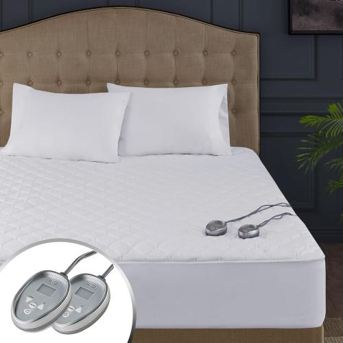 Heated Mattress Pad Queen Size with Dual Control, Washable Cotton Top Electric Bed Warmer, Fitted Heating Sheets, 20 Heat Settings & Auto Shut Off, Cover Up to 18 Inch Mattresses