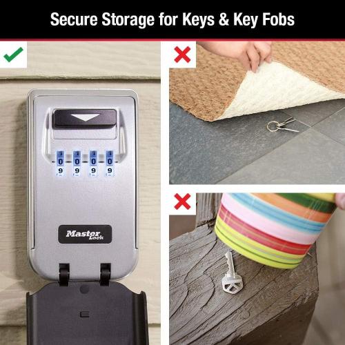 Master Lock 5425D Set Your Own Combination Wall Mount Lock Box with Light Up Dials, 6 Key Capacity, Black