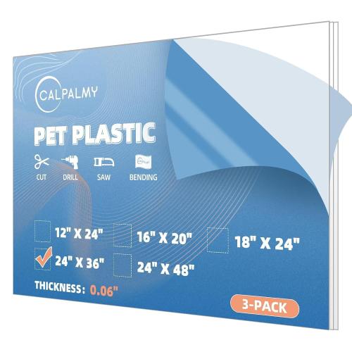 3 Pack of 24 x 36 PET Sheet/Plexiglass Panels 0.06 Thick; Use for Crafting Projects, Picture Frames, Cricut Cutting and More; Protective Film to Ensure Scratch and Damage Free Sheets