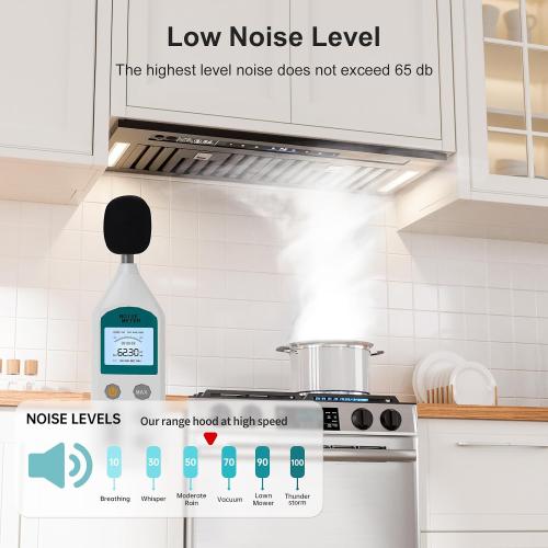 BRANO Range Hood Insert 30 Inch, 900 CFM Voice/Gesture/Touch Control Build-in Kitchen Hood Vent with 4 Speed Exhaust Fan, Memory Mode, Adjustable Lights, Ducted/Ductless Convertible