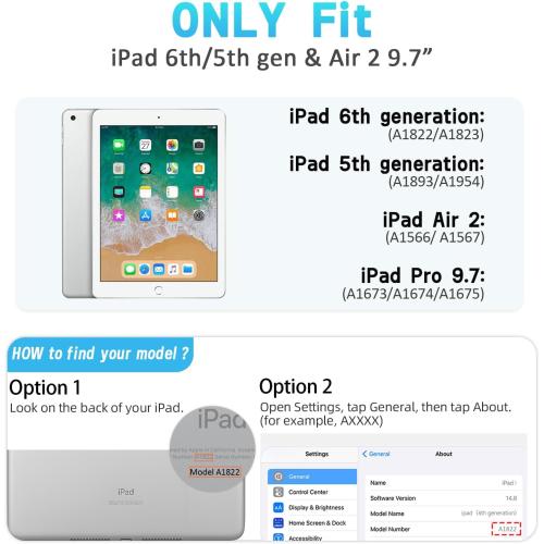 AVAWO Kids Case for iPad 9.7 2017/2018 & iPad Air 2 with Built-in Screen Protector - Light Weight Shock Proof Convertible Handle Stand Friendly Kids Cover for 9.7 iPad 5th & 6th Gen, Magenta/Rose