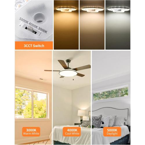 6 Pack Ceiling Fan LED Light Replacement Dimmable 5.1 inch 24W 2100LM, AC120V 3CCT 3000K/4000K/5000K Adjustable LED Retrofit Light Kit for Ceiling Fan