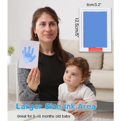 2-Pack Large Clean-Touch Ink Pads, Baby Handprints and Footprints for 0-18 Months, Inkless Hand and Footprint Kit,Baby Print,DIY Newborn Keepsake Gifts,Cat/Dog Paw Print Kit-Light Blue