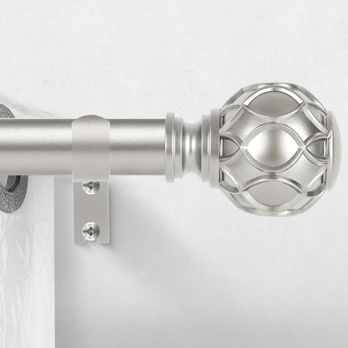 Silver Curtain Rods for Windows:Farmhouse Boho Decorative Curtain Rod for Bedroom Living Room,Heavy Duty Adjustable Rustic Drapery Pole Set with Vintage Coastal Finials,Antique Silver 36-88