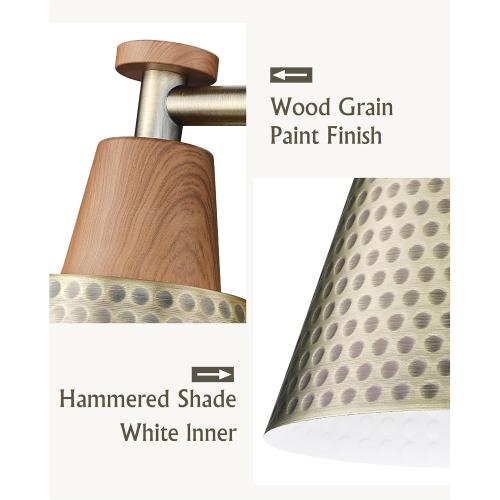 FEMILA 2 Light Bathroom Vanity Light Fixtures Over Mirror, Modern Brass Gold Bathroom Lighting Fixtures with Metal Shades, Woodgrain Finish, 4FG59B-2W BG-NW