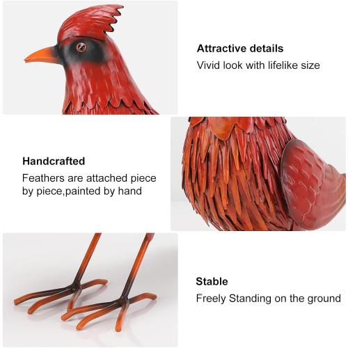 Shorayn Cardinal Garden Statues Large Red Bird Outdoor Decor Metal Yard Art Lawn Ornaments,Garden Birthday Housewarming Gifts for Women
