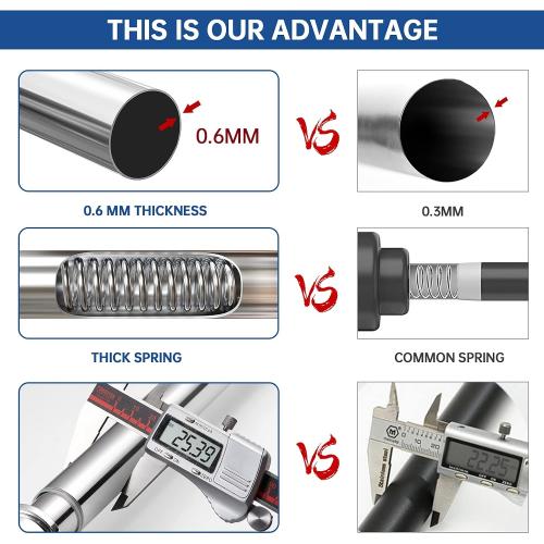 Industrial Shower Curtain Rod - Rustproof Non-Slip 43-72 Inch 304 Stainless Steel Tension Curtain Rod for Window or Bathroom, Chrome