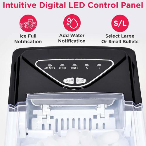 Frigidaire EFIC123-SSBLACK Compact Countertop Ice Maker, 26lbs of Ice per Day, Black Stainless