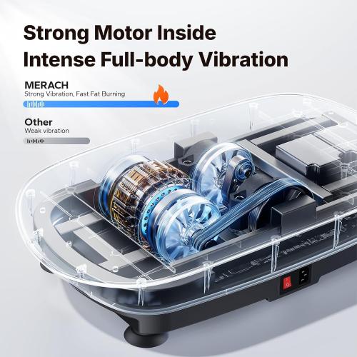 MERACH Vibration Plate Exercise Machine, Curved Vibration Plate for Lymphatic Drainage Weight Loss, Vibrating Plate with Real-Time Calorie Tracking on LED Display, Workout Equipment for Home Women Men