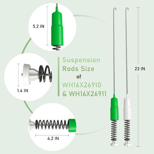 WH16X26910 WH16X26911 Washer Suspension Rods, Compatible with G.E GTW335ASN1WW GTW335ASN2WW GTW585BSV0WS GTW585BSV2WS GTW460ASJ4WW, Replaces WH16X24144 WH16X24145 AP6287023 AP6286937 Suspension Rods