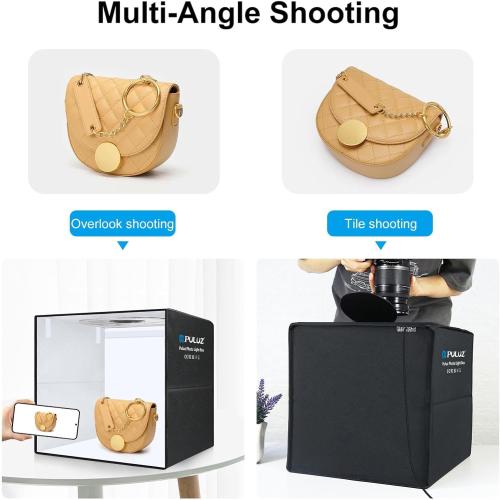 PULUZ Light Box Photography, 20x20 inch Portable Photo Studio Light Box, Professional Dimmable Quick Charge USB-C Photo Booth with 200 LED Lights & 12 Color Backdrops Photo Box for Product Photography