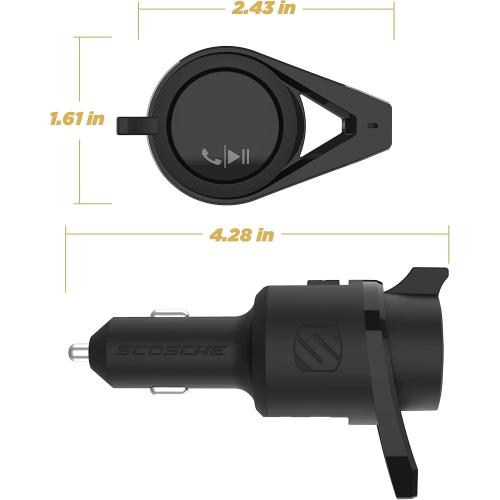 Scosche BTFMPD3SR-SP1 Universal Bluetooth Hands-Free Car Kit with Digital FM Transmitter and 20-Watt USB-C PD   12W Type-A Charging Ports