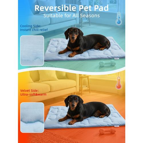 Huafly Dog Cooling Mat,Dual-Sided Cooling Mat for Dogs–Cooling Fabric for Summer,Velvet for All Seasons–Portable for Crate,Car Seat,Sofa&Floor,Machine Washable,Keeps Cats,Dogs&Puppies Cool,Cloud Blue