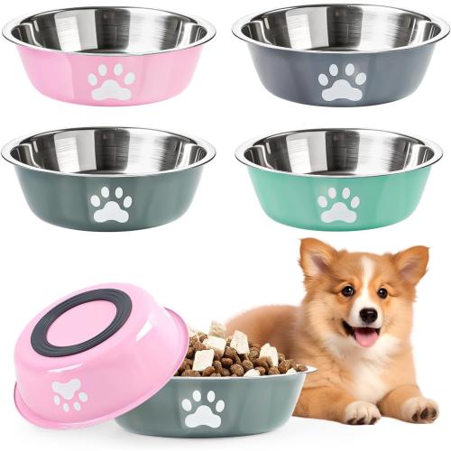 4 Pack Stainless Steel Dog Bowls, 29 OZ Metal Dog Bowls, 3.6 Cups