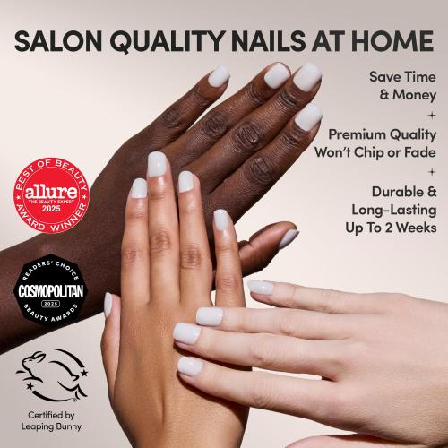Glamnetic Press On Nails - Cool Whip | Super Short White Fake Nails, Salon Quality Milky Nails | Extra Short Length, 12 Sizes - 30 Nail Kit with Glue