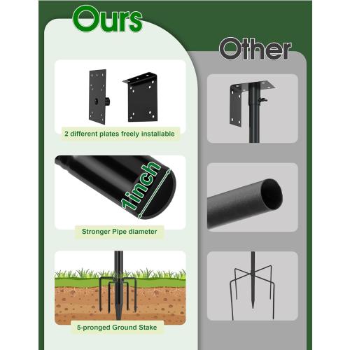 XDW-GIFTS Bird House Pole, 1 Pack 92 Inch Metal Bird Feeder Pole for Outdoor, with 5-Prong Heavy Duty Base for Birdhouse Mounting, Weather Station