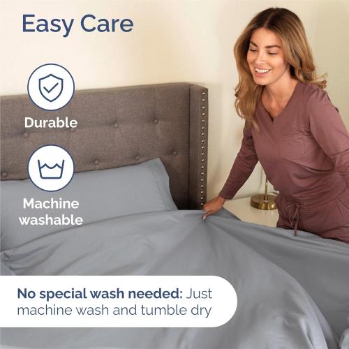 Queen Sheets Set 6 Piece - Includes 4 Pillowcases - Bed Sheets Queen Size - Soft Hotel Luxury Bedding - Cooling, Comfy and Breathable - 1 Flat & 1 Fitted & 4 Pillowcases w/ Deep Pockets - Steel Blue