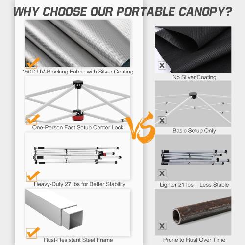 EAGLE PEAK 10x10 Slant Leg Pop-up Canopy Tent Easy One Person Setup Instant Outdoor Beach Canopy Folding Portable Sports Shelter 10x10 Base 8x8 Top (Grass Green)