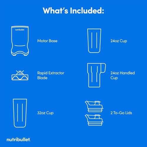 nutribullet® Ultra Personal Blender, 1200W, for Smoothies Shakes & Protein - Quietest Single-Serve Blender with Titanium Coated Blades, 3 BPA-Free Cups (32oz   24oz), To-Go Lids, Dishwasher Safe