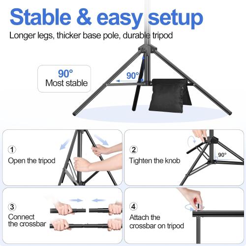 EMART Backdrop Stand Photo Studio Adjustable Background Stand Support kit with 2 Crossbars, 8 Clamps, 2 Sandbags and Carry Bag for Parties, Events Decoration, Wedding, Photography