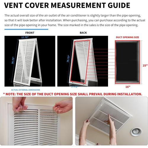16x25 Return Air Grille [Duct Opening Size] Return Vent Cover for Wall or Ceiling,Steel Return Air Grill Removable Face/Door for 1 inch Filters (16W x 25H [Duct Opening])