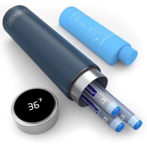 DISONCARE Odyssey 60H Insulin Cooler Travel case Digital Display Medication Cooler for Medicine Travel TSA Approved Ice Pack Diabetic Medical Cooler Diabetes Bag EpiPen with QR Medical Tag(Navy Blue