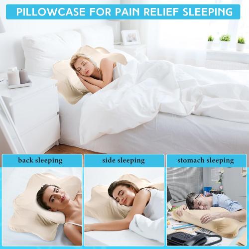 Hahafelt Cooling Cervical Neck Pillowcase,Champagne,Standard Size