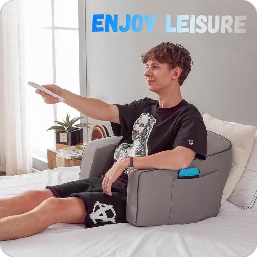 Lap Desk Pillow, Lap Pillow for Laptop, Memory Foam Bed Desk Pillow for Working, Gaming, Reading, Crocheting in Bed Couch(Grey)