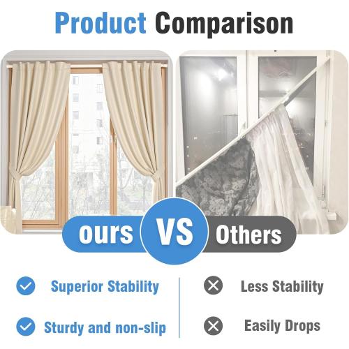 AIZESI Tension Curtain Rod for Windows 45 to 77 Inch, Adjustable Expandable Spring Curtain Rods No Drilling, Non Slip Curtain Rod for Bedroom Doorway Closet Door, White