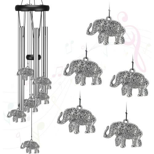 Virekm Windchimes Outdoors Clearance, Aluminum Metal Wind Chime for Outside Sympathy Hanging Wind Chimes for Patio Decoration, Garden Decor. Zen Garden Decor,Gifts for Women（Elephant）