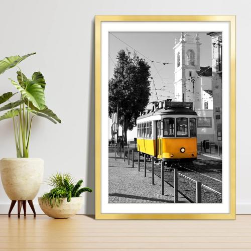 LaVie Home 27x40 Picture Frame Gold Poster Frame,Display Pictures 24x36 with Mat or 27x40 Without Mat, Frame and Polished Plexiglass, Horizontal and Vertical Format of The Walls