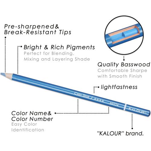 KALOUR 72 Piece Metallic Colored Pencils, Soft Core with Vibrant Color,Ideal for Drawing, Blending, Sketching, Shading, Coloring for Adults Artists Beginners