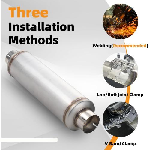 A-KARCK 5 Inlet Exhaust Resonator, 5 Inlet 5 Outlet 30 Overall Length Muffler Resonator Stainless Steel (5 Inlet/Outlet 30 Long)