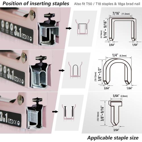 SHALL Staple Gun Heavy Duty, 3-in-1 Upholstery Staple Gun Kit with 3000 Staples, Stapler Remover, Manual Brad Nailer with Specific Staples Outlet Position Indicator