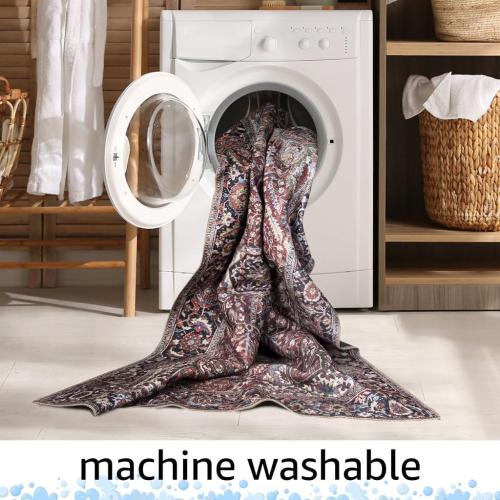 Keen Home Design 2x10 Rug - Machine Washable Runner Rug with Non-Slip Backing, Ideal for Hallway, Entryway, Kitchen, Laundry Room - Vintage, Easy Clean, Durable, Low Pile - (2'6 x 10')