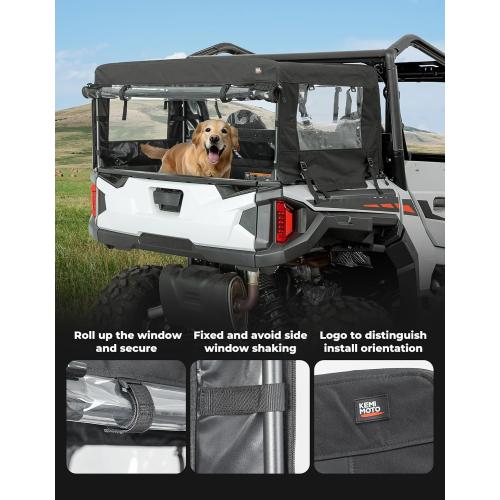 KEMIMOTO UTV Soft Cargo Camper Bed Cover Rack Compatible with Polaris General 1000 /XP 1000/4 1000 /XP 4 1000 2016-2026 Rear Camper Top Canvas Cover Accessories