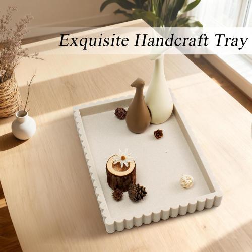 YMXYJM Decorative Tray for Coffee Table, Modern Tray Decor, 14 Beige Resin