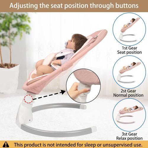 JFOVMCYG Electric Baby Swing for Infants 0-9 Months, Portable Infant Swing with 5 Swing Speeds, Bluetooth Audio, Remote Control, Washable Seat Cover, Pink, Up to 20 lbs