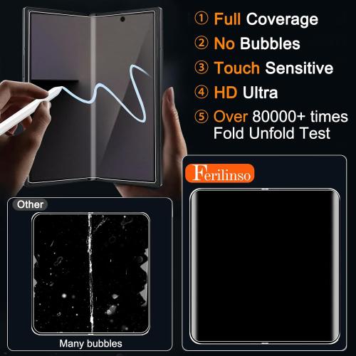 Ferilinso [Auto Dust Install] 3 Pack Inside Screen Protector for Samsung Galaxy Z Fold 7 [Phone Case Friendly], with 3 Pack Back Tempered Glass Film Accessories