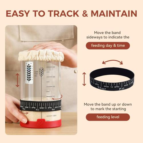 Sourdough Starter Jar, 24 OZ Wide Mouth Sour Dough Starter Jars Glass, Sourdough Starter Kit, Sourdough Bread Baking Supplies for Beginners and Pro, 1 Pack