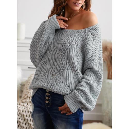 Dokotoo Womens Medium Sweaters 2025 Crewneck Cute Elegant Soft Long Sleeve Hollow Cable Knit Pullover Tops
