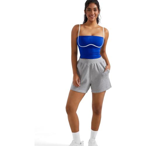 Size L OMKAGI Womens Workout Tank Tops Adjustable Strap Longline Sports Bra Padded Sleeveless Top