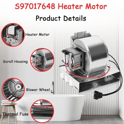 S97017648 Heater Motor Assembly,S97017648 Motor Replacement for Broan NuTone 665RP 605RP 9965 660RP 9905 665RSP,S97017648 Fan Motor, Bathroom Exhaust Fan Motor for NuTone Heater